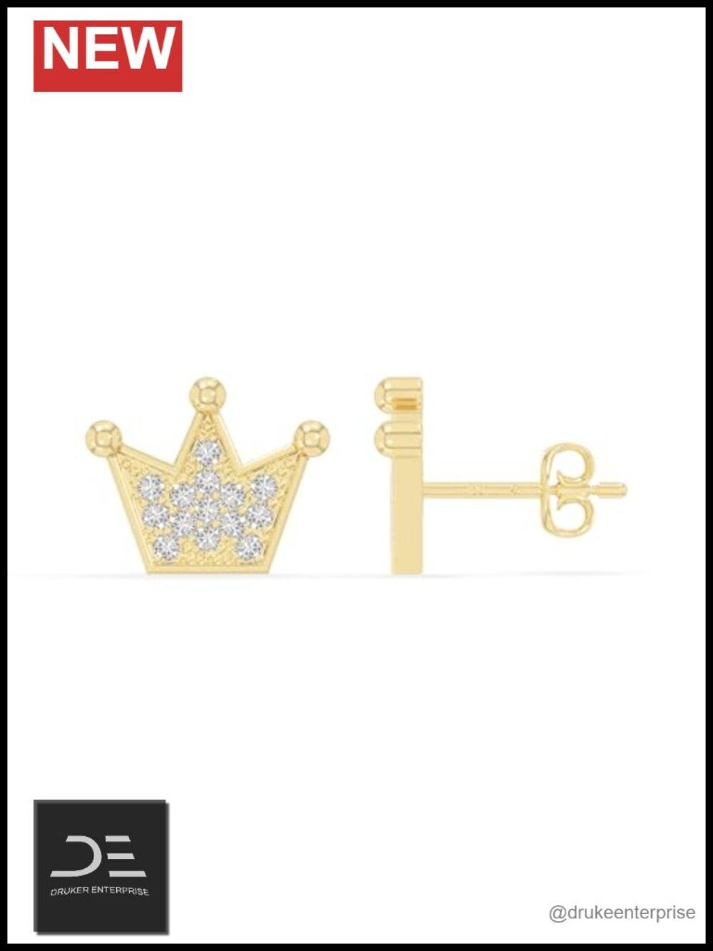 Women's 18K Yellow Gold Vermeil Moissanite Stud Earrings in Sterling Silver